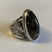 Винтаж: Кольцо янтарь серебро