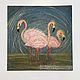 Pink flamingos oil pastel painting 'Rodnya' 280h280 mm. Pictures. Larisa Shemyakina Chuvstvo pozitiva (chuvstvo-pozitiva). Ярмарка Мастеров.  Фото №4