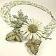 Mint Chamomile Etude. Necklace and brooch made of genuine leather, Jewelry Sets, St. Petersburg,  Фото №1