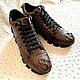 Sneakers made of embossed crocodile leather, in dark brown color, Sneakers, St. Petersburg,  Фото №1