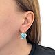 Серьги KAL HEXAGON Swarovski 16 мм Aq. Серьги классические. Marea Crystal. Ярмарка Мастеров.  Фото №4