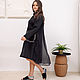 Linen shirt dress black with embroidery and silk, Dresses, Novosibirsk,  Фото №1