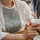Блуза с вышивкой "Кремово оливковая", Народные рубахи, Дзержинск,  Фото №1