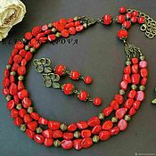 Украшения handmade. Livemaster - original item Set. earrings, beads coral. Handmade.