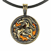 Украшения handmade. Livemaster - original item Capricorn pendant zodiac sign amulet amulet male made of brass amber. Handmade.