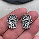 Коннектор подвеска серебро 925 silver filled 2хст хамса, 22*18 мм, Коннекторы, Нефтегорск,  Фото №1