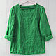 Bright green blouse made of 100% linen. Blouses. LINEN & SILVER ( LEN i SEREBRO ). Ярмарка Мастеров.  Фото №4