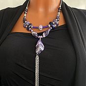 Украшения handmade. Livemaster - original item Amethyst necklace, natural stones jewelry, stylish boho necklace. Handmade.