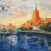 Картины и панно handmade. Livemaster - original item Paintings: moscow city landscape sunset water MOSCOW RIVER. Handmade.