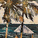 Painting On canvas a piece of vacation (palm trees, sea, green, turquoise). Pictures. Margarita Alexandrova. My Livemaster. Фото №4