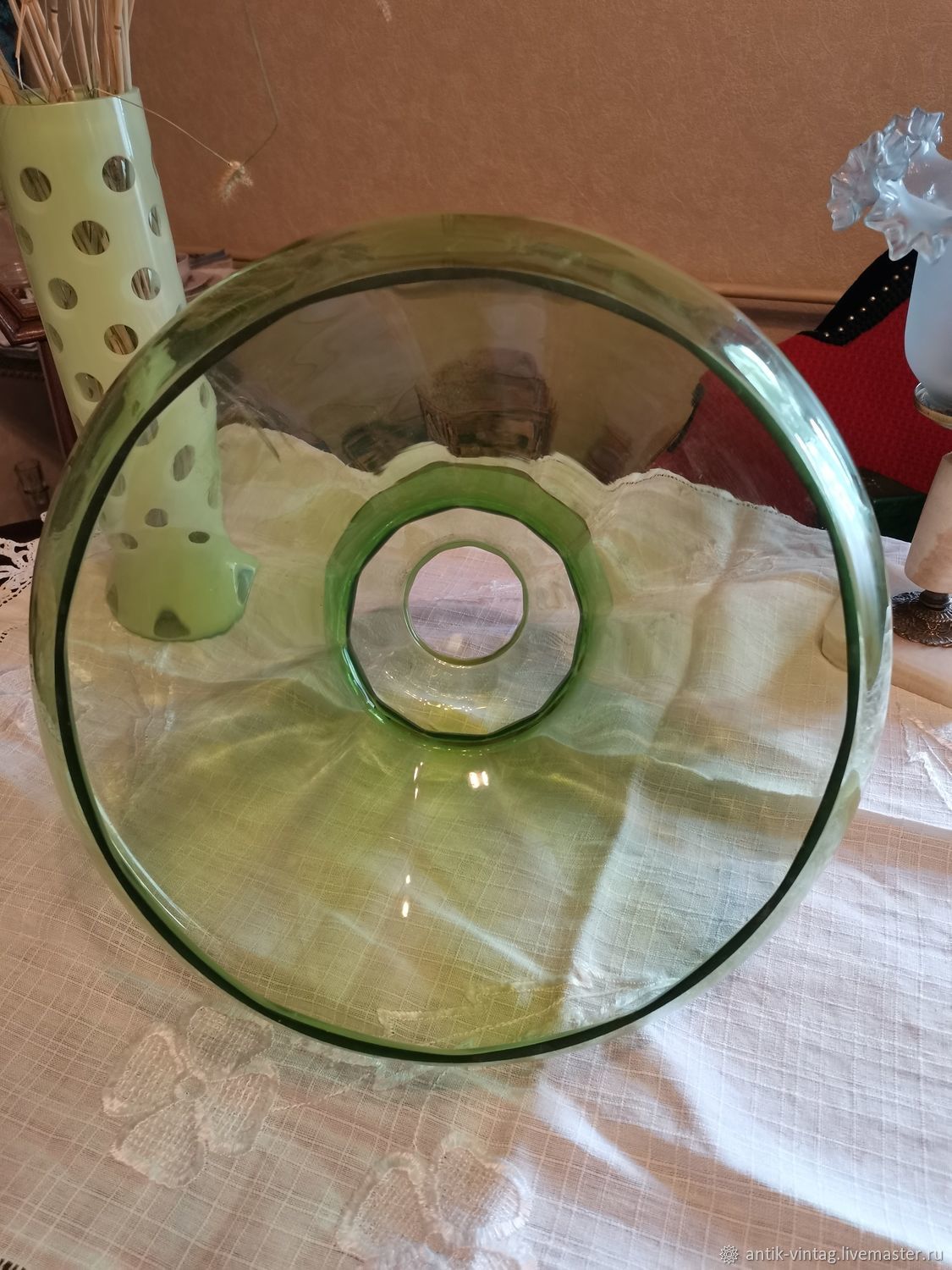 Винтаж: Плафон большой для лампы люстры зелёное стекло купить в ...