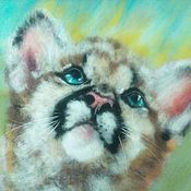 Картины и панно handmade. Livemaster - original item Picture of wool . Cougar Kitten.. Handmade.