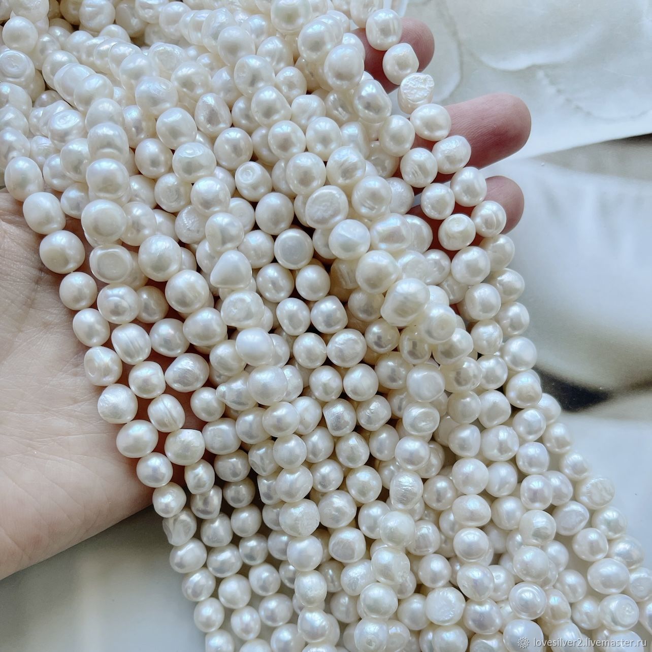 ЖЕМЧУГ натуральный Барочный Нить 16см Белый 8-9мм купить в интернет ...