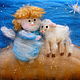 Ангелок обнимает овечку под Рождественской звездой! :)
