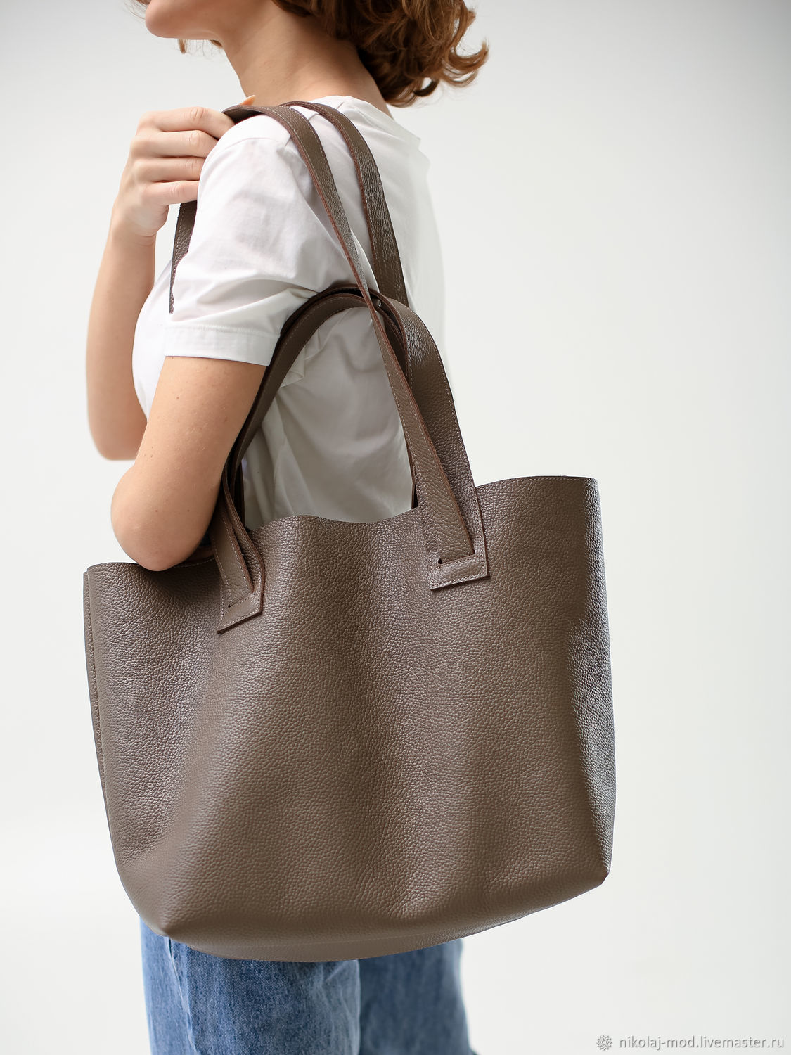 Сумка женская шоппер на плечо из натуральной кожи ручной работы. в ...