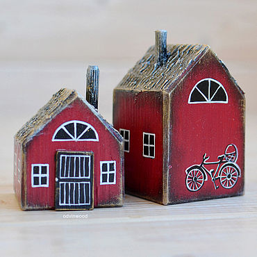 Для дома и интерьера ручной работы. Ярмарка Мастеров - ручная работа Домики для интерьера Сканди красный бордовый старый велосипед. Handmade.