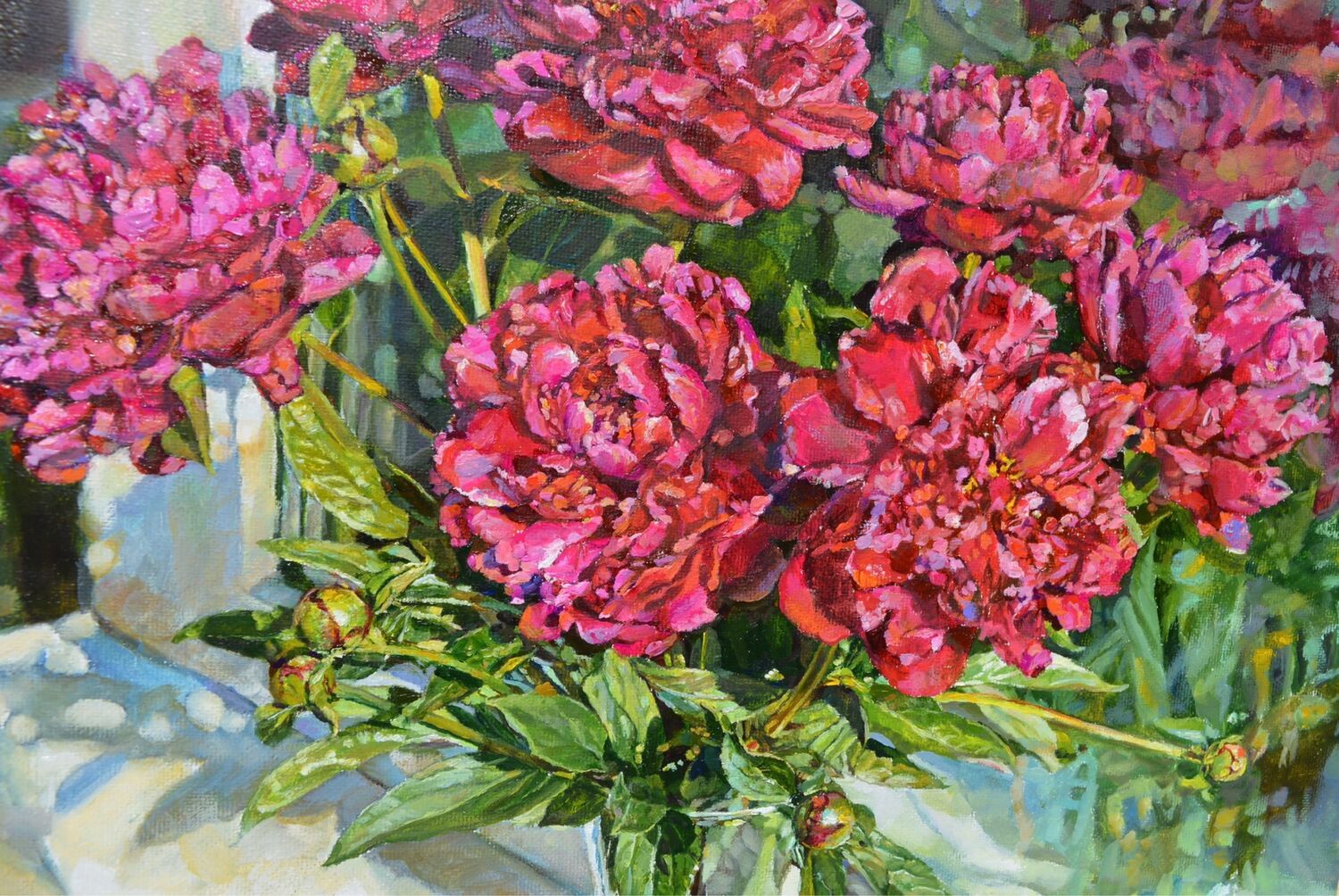 Пионы картина маслом на холсте – заказать на Ярмарке Мастеров – R12USRU ...