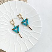 Украшения handmade. Livemaster - original item Earrings Classic Triangles Turquoise Gold buy. Handmade.