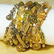 Украшения handmade. Livemaster - original item Wide Boho Bracelet Transformer Bracelet Honey Golden Olive. Handmade.
