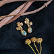 Bronze earrings with Ethiopian opal 'Mertsana'. Stud earrings. Unusual Gemstone Jewelry. My Livemaster. Фото №4