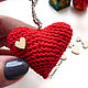 Брелок 5 см Вязаное сердце красный. Подарки на 14 февраля. BarminaStudio❤️Вязаный декор✔️Марина (barmar). Интернет-магазин Ярмарка Мастеров.  Фото №2