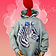 Warm Hoodie Oversize mint color zebra Hand embroidery Sweatshirt. Sweatshirts. Karina-bro. Online shopping on My Livemaster.  Фото №2