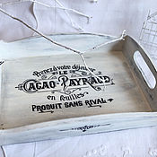 Для дома и интерьера handmade. Livemaster - original item Wooden tray for serving in french vintage style Cafe Cacao.. Handmade.