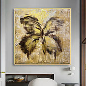Картины и панно handmade. Livemaster - original item Golden Interior Painting with Gold Butterfly Golden Painting. Handmade.