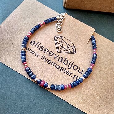 Одежда ручной работы. Ярмарка Мастеров - ручная работа Браслет с сапфирами и рубинами. Handmade.