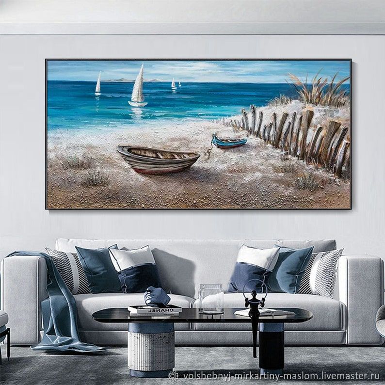Картина маслом голубое море Морские пейзажи Купить картину в гостиную в ...