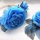 Set 'Blue Rhapsody' Flowers from fabric, Tiaras, Yurga,  Фото №1