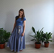 Одежда handmade. Livemaster - original item The floor-length skirt linen in Bohemian style. Handmade.