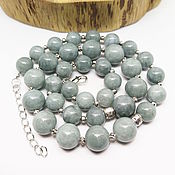 Работы для детей, handmade. Livemaster - original item Beads gray-green quartz 48 cm extension chain. Handmade.