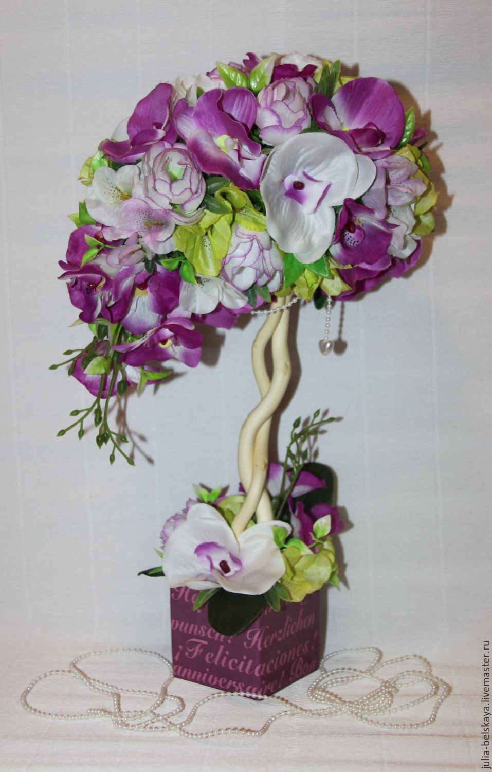 Топиарий из искусственных цветов. Орхидея. Мастер-класс с пошаговыми фото