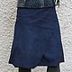 Skirt knee length suede Dark blue with a smooth edge. Skirts. Katorina Rukodelnica HandMadeButik. Online shopping on My Livemaster.  Фото №2