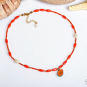 Украшения handmade. Livemaster - original item Bright Papaya necklace made of pearls, Czech beads and beads. Handmade.
