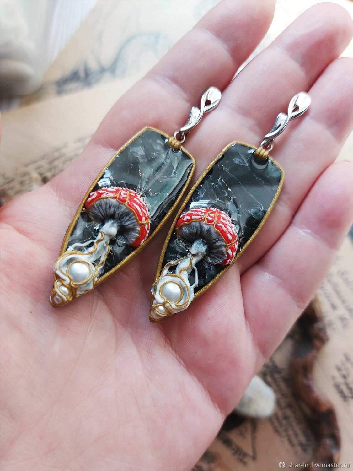 Серьги "Мухоморы" - с жемчугом в стиле Модерн – заказать на Ярмарке ...