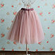 Пудрово-розова юбка из фатина, длина 60 см, размеры 40-44