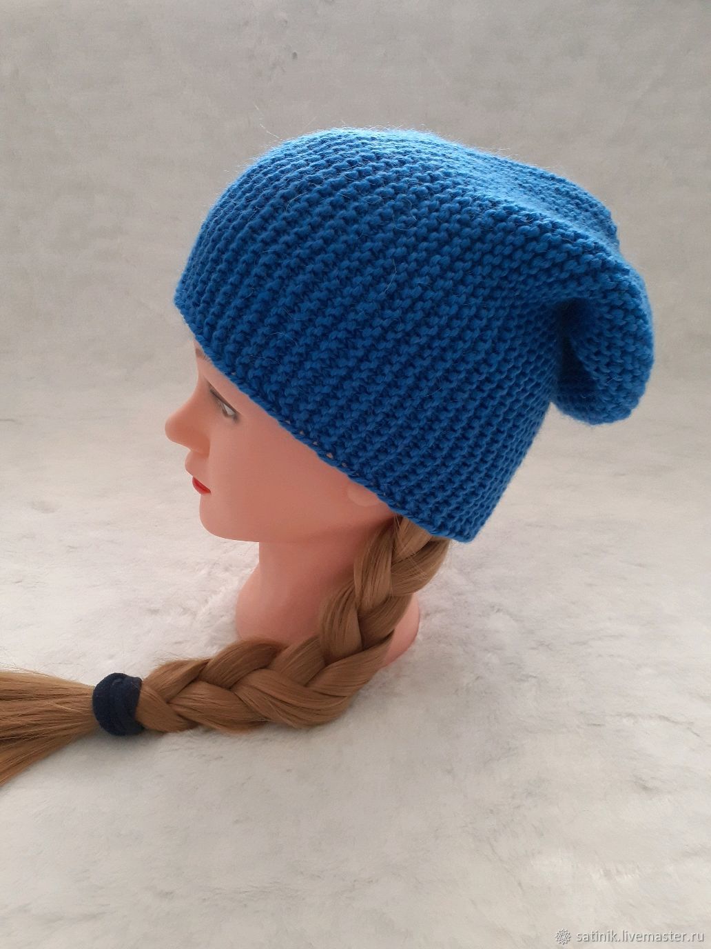 Hat, knitted beanie blue, Caps, Kamyshin,  Фото №1