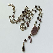 Украшения handmade. Livemaster - original item Necklace made of lepidolite, tourmaline and garnet. Handmade.