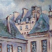 Картины и панно handmade. Livemaster - original item Oil painting of the Roof of Paris (beige gray-green urban landscape). Handmade.