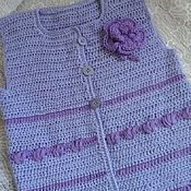 Одежда детская handmade. Livemaster - original item Knitted vest for girls purple. Handmade.