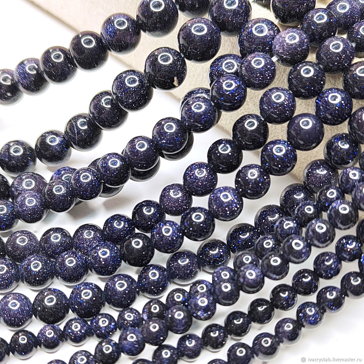 Авантюрин синий, прессовка 6 мм бусины, НК229, НИТЬ купить в интернет ...