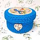 Order Basket with lid knitted knitted 'Blue birds'. Batic.  Author's throw pillows. Livemaster. . Basket Фото №3
