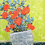 Картины и панно handmade. Livemaster - original item Painting Red roses (light green, turquoise, still life). Handmade.