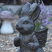 Дача и сад handmade. Livemaster - original item Rabbit with a pot for cast iron polystone symbol of the year 2023 New Year`s bunny. Handmade.