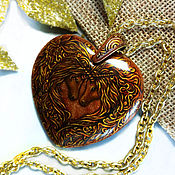 Украшения handmade. Livemaster - original item Golden unicorns-talisman for good luck-heart pendant with painting. Handmade.