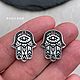 Коннектор подвеска серебро 925 silver filled 2хст хамса, 22*18 мм. Коннекторы. СОТВОРИ • камни • бусины • фурнитура. Интернет-магазин Ярмарка Мастеров.  Фото №2