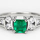 Platinum & 18K Emerald Engagement Ring, AAA+ Colombian Emerald Ring, F, Rings, West Palm Beach,  Фото №1