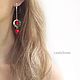 Asymmetric earrings Red coral locks silver, long red. Earrings. LovelyStones. Online shopping on My Livemaster.  Фото №2